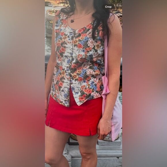 Made in France Cotton Floral Button Up Tank 100% Cotton Size 42/44 Medium - Picture 2 of 8